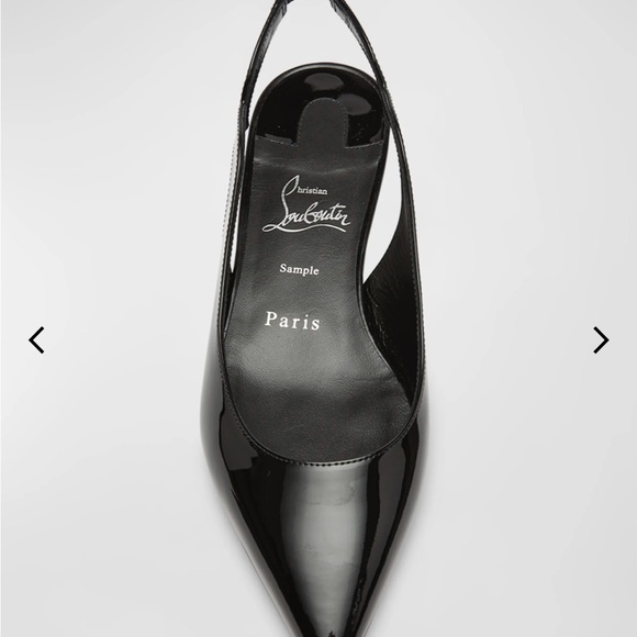 Christian Louboutin Hot Chickita Patent Red Sole Slingback Flats in Black - Picture 1 of 8